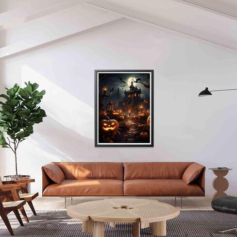 LOMSIOY Diamond Art Painting Kits Halloween Style for Adults Paint with Diamond Art Pumpkin Lamp Ghost, Round Full Drill Crystal Rhinestone Crafts Gem Arts for Home Wall Decor 12x16 inch in Saudi Arabia