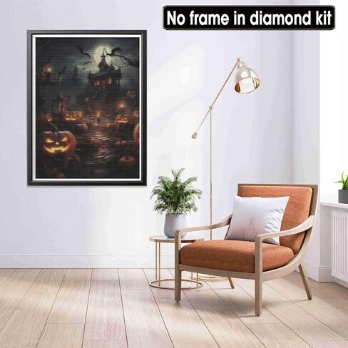 LOMSIOY Diamond Art Painting Kits Halloween Style for Adults Paint with Diamond Art Pumpkin Lamp Ghost, Round Full Drill Crystal Rhinestone Crafts Gem Arts for Home Wall Decor 12x16 inch in Saudi Arabia