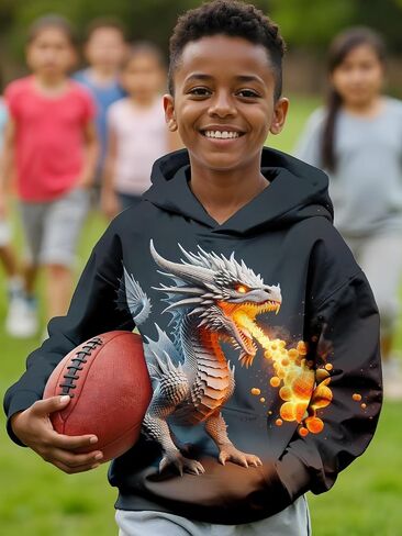 3D Printed Hoodies For Boys Girls Kids Sweatshirts Pullover Novelty Cool Clothes Black Red in Saudi Arabia