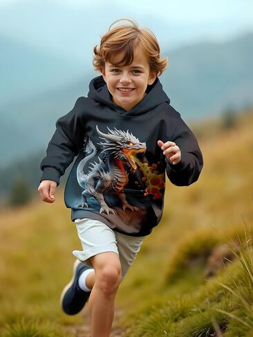3D Printed Hoodies For Boys Girls Kids Sweatshirts Pullover Novelty Cool Clothes Black Red in Saudi Arabia