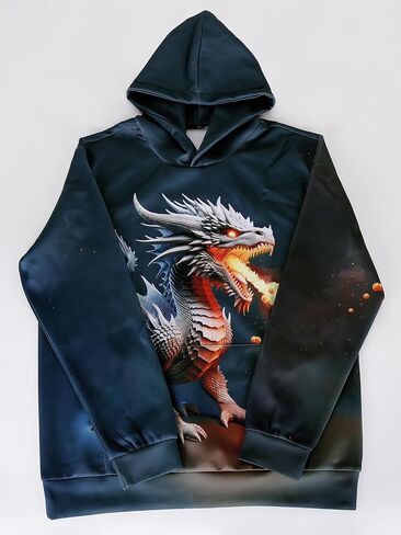 3D Printed Hoodies For Boys Girls Kids Sweatshirts Pullover Novelty Cool Clothes Black Red in Saudi Arabia