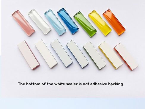 65 Pieces/200g Rectangular Glass Mosaic for DIY Picture Coasters, Home Mosaic Decoration (1.26 inch x 0.4 inch, Mixed Color Series) -White Yellow Pink Mixed in Kuwait