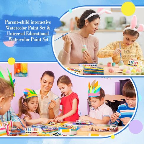 12 Pack 8 Colors Watercolor Paint Set for Kids Washable Watercolor Paint with Paintbrush for Classroom School Birthday Art Activities Halloween Christmas Party Supplies(Orange) in Saudi Arabia