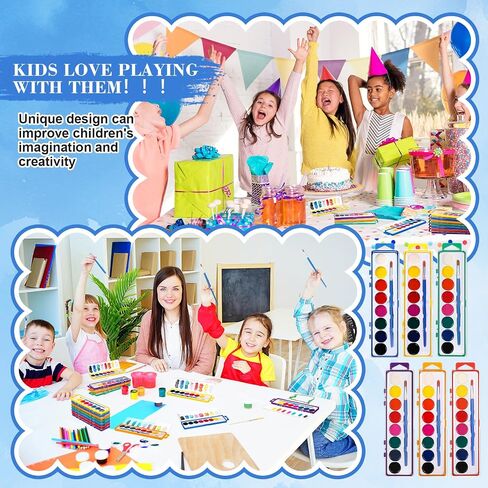 12 Pack 8 Colors Watercolor Paint Set for Kids Washable Watercolor Paint with Paintbrush for Classroom School Birthday Art Activities Halloween Christmas Party Supplies(Orange) in Saudi Arabia