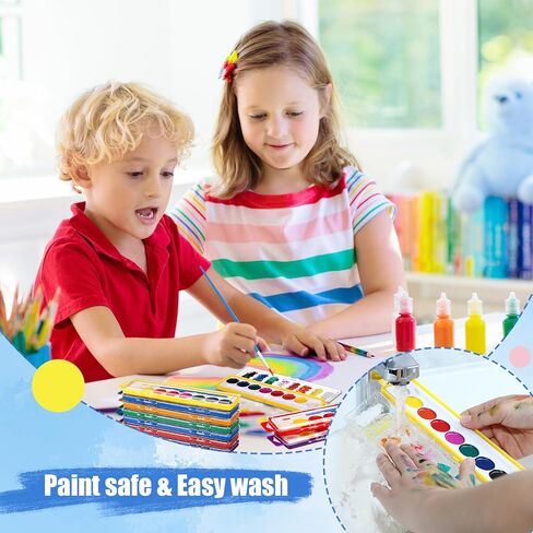 12 Pack 8 Colors Watercolor Paint Set for Kids Washable Watercolor Paint with Paintbrush for Classroom School Birthday Art Activities Halloween Christmas Party Supplies(Orange) in Saudi Arabia