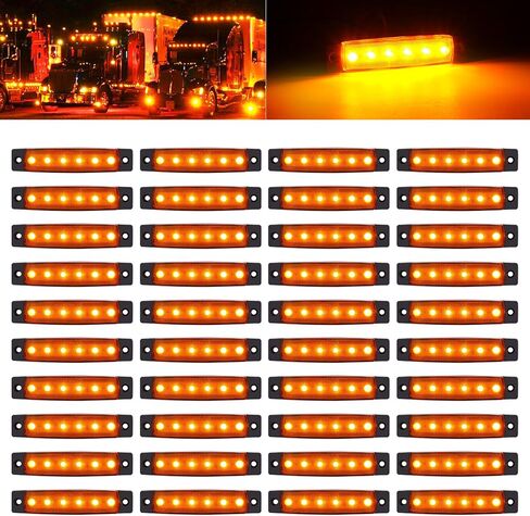 40 حزمة 6 مصابيح LED للمقطورة، DC12-24V مصباح مؤشر جانبي للتخليص لشاحنة التخييم RV وقارب القافلة - كهرماني in Kuwait