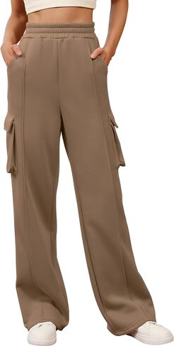Womens Cargo Sweatpants Baggy Fleece High Waisted Joggers Pants with Pockets 2024 Fall Outfits Athletic Sweat Pants in Saudi Arabia