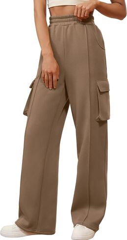 Womens Cargo Sweatpants Baggy Fleece High Waisted Joggers Pants with Pockets 2024 Fall Outfits Athletic Sweat Pants in Saudi Arabia