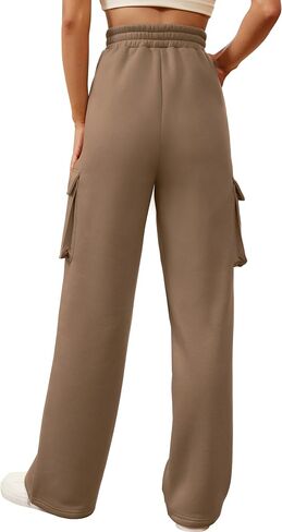 Womens Cargo Sweatpants Baggy Fleece High Waisted Joggers Pants with Pockets 2024 Fall Outfits Athletic Sweat Pants in Saudi Arabia