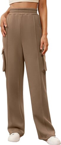 Womens Cargo Sweatpants Baggy Fleece High Waisted Joggers Pants with Pockets 2024 Fall Outfits Athletic Sweat Pants in Saudi Arabia