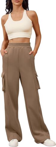 Womens Cargo Sweatpants Baggy Fleece High Waisted Joggers Pants with Pockets 2024 Fall Outfits Athletic Sweat Pants in Saudi Arabia