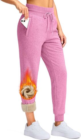 G Gradual Women's Sherpa Fleece Lined Pants with Zipper Pockets Winter Warm Joggers High Waisted Fleece Sweatpants in Kuwait