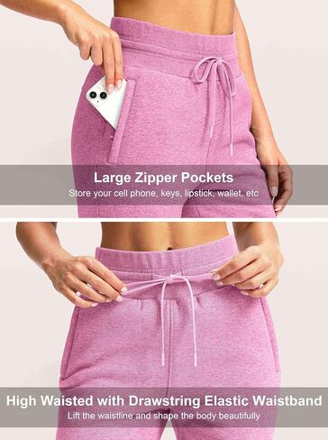 G Gradual Women's Sherpa Fleece Lined Pants with Zipper Pockets Winter Warm Joggers High Waisted Fleece Sweatpants in Kuwait
