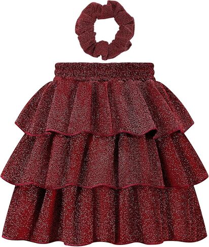 تنورة Weixinbuy للفتيات ترتر سباركلي للأطفال بخصر مطاطي 3 طبقات تنورة توتو للحفلات مع ربطات شعر للفتيات من سن 5 إلى 14 سنة in Kuwait