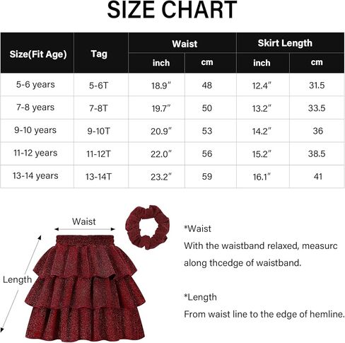 تنورة Weixinbuy للفتيات ترتر سباركلي للأطفال بخصر مطاطي 3 طبقات تنورة توتو للحفلات مع ربطات شعر للفتيات من سن 5 إلى 14 سنة in Kuwait