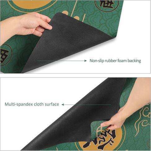ZGME Mahjong Mat, Anti Slip & Noise Reduction Table Cover for Mahjongg, Dominoes, Poker, Card, Tile and Board Games, Rubber Game Mat with Carrying Bag and 3 Dice (Blue, 31.5 x31.5 Inches) in Kuwait