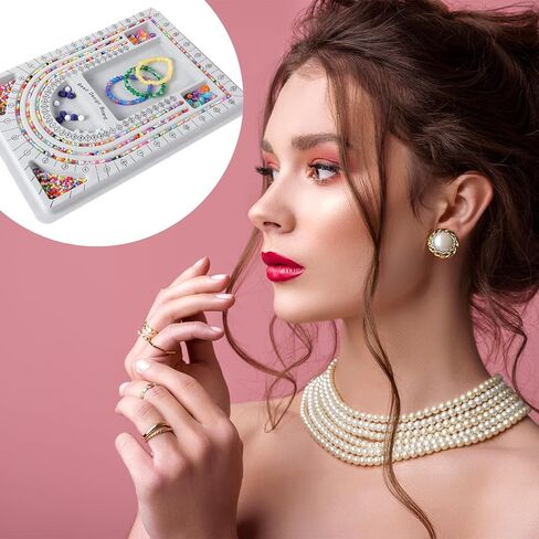 لوح خرز Thinp، صينية خرز لصنع المجوهرات، لوحة تصميم خرز، لوحات خرز لصنع المجوهرات، صانع قلادة رمادية متدفقة، صناعة السوار، لوحة خرز سوار لقياس تصميم المجوهرات بنفسك in Kuwait