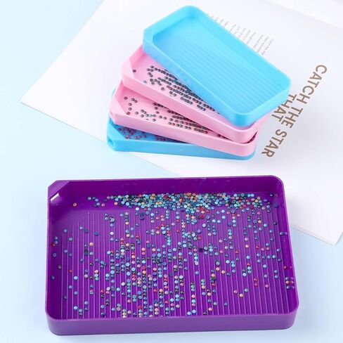 8 PCS Diamond Paintings Trays Colorful Diamond Art Trays Painting Beads Sorting Trays 5D Plastic Beads Sorting Tray Large Diamond Paintings Tray (Large Purple,Small Pink & Blue) in Saudi Arabia
