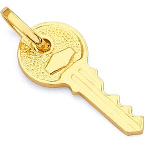 14k REAL Yellow Gold Key Charm Pendant