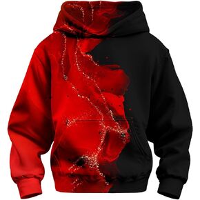 3D Printed Hoodies For Boys Girls Kids Sweatshirts Pullover Novelty Cool Clothes Black Red in Saudi Arabia