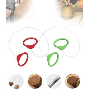 Mud Pottery Wire Tool, Clay Cutting Wire, Green and Red Handle Standard Pottery Wire Cutter, Mud Wire Cut Off Tool for Pottery and Clay Artists (2 pcs)