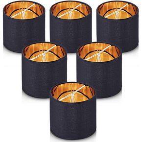 Wellmet Small Lamp Shades,ONLY for Candle Bulbs,Clip-on Drum Mini Lampshades,Set of 6, 5.5"x 5.5"x5",Cream White