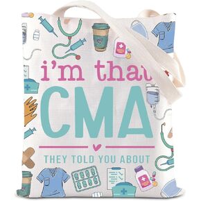 KUIYAI CMA Appreciation Tote Bag Certified Medical Assistant Canvas Bag Best CMA Gift Nursing Life Gift Nurse Graduation Gift
