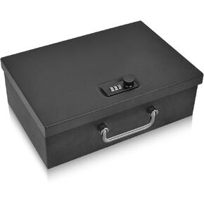 TOTOY Portable Fireproof Document Box with 3-digit Combination Lock, Safe Box for Valuables, Hand Held Storage Box for A4 Documents, Passport, Cash, Tablet, Firearm