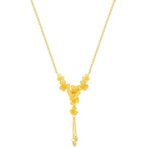 Elarith Women's shamrock flower gold pendant necklace; 18k gold plated clavicle chain gift box packaging