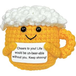 Emotional Crochet Support Beer Gifts, Positive Crochet Beer Gifts for Men Women Beer Lovers, Mini Beer Decor for Men