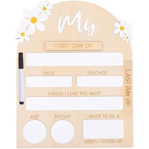 My First Day Of School Sign,Daisy Wooden Back To School Sign,Kids School Photo Props,My Last Day Of School Sign, Retirement Party Supplies,reusable Daisy Wood Sign (Daisy Pink)