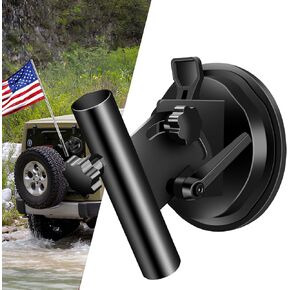 Car Flag Pole, Suction Cup Flag Holder, Flag Pole Mount for Rv, Truck, Trailer, SUV (Adjustable Angle, Black)