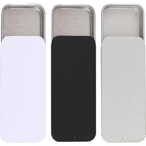 3 PCS Metal Slide Top Tin Containers, 3.14 x 1.33 x 0.47 Inches Portable Tins Container, Rectangular Empty Containers with Lid, Small Storage Metal Tin Box for Candies, Gum, Jewelry, Crafts