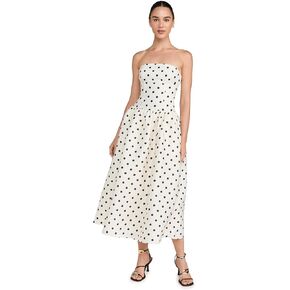 Self Portrait Women's Cream Polka Dot Taffeta Midi Dress