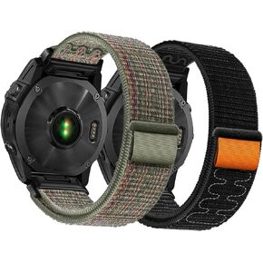 أشرطة ساعة Quickfit مقاس 22 مم متوافقة مع Garmin Quatix 7 Pro/Fenix ​​7X Pro/7/6 Pro/5 plus/5/Instinct/Forerunner 965 955 945 935/Epix 2/Descent G1 Hook&Loop حزام ساعة بديل من النايلون الرياضي للرجال