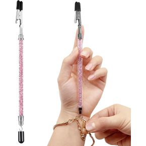 Bracelet Helper Tool, Pink Bracelet Helper to Put on Yourself, Bracelet Buddy Fastening Helper with Hook, Bracelet Assistance Tool with Rubber Tip for Bracelet, Necklace, Watch