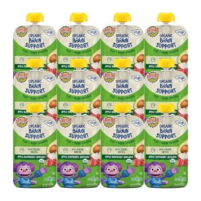 Earth's Best Organic Kids Snacks, Sesame Street Toddler Snacks, Bone Support Fruit + Veggie Smoothie for Toddlers 2 Years and Older, Pear Mango Carrot, 4 oz (Pack of 12)