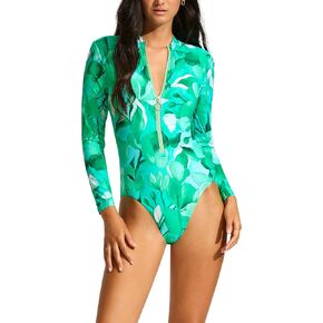 Seafolly Women's Long Sleeve One Piece Surfsuit with Zip Front Swimsuit