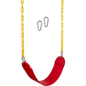 New Bounce Swing Seat - Swing Set Accessories for Outside, with Heavy Duty Rust-Proof Chain Coated in Thick Plastic for Safety and Comfort - Outdoor Replacement Swings for Kids and Adults (1 Pack)