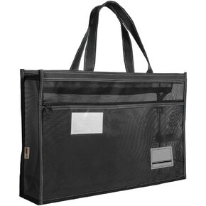 A3 Mesh Art Portfolio Bag with Handle and Zipper Holder for Artwork Portable Large Capacity Clear Art Storage Tote Bag Organizer Transparent Bag for Large Posters Painting Teaching Material Art Work