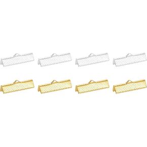 uxcell 50Pcs 25mm Ribbon Crimp Clamp Ends, Bookmark Pinch Crimp Ends, Fasteners Clasp Crimp Ends for Bracelet Necklace Jewelry Making, Gold/Silver