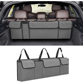 Car Trunk Organizer, Backseat Hanging Large Storage with Adjustable Straps,Waterproof PVC Collapsible Cargo Bag, Car Interior Accessories for Auto SUV MPV (Black)