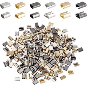 WADORN 180Pcs 3 Colors Leather Rope Clip Foldable, 9mm 10mm Fold Over Cord String Ends Fasteners Leather String Crimp Clamp Ribbon Caps End Tip Clasp for DIY Handmade Necklace Jewelry Findings Making