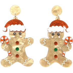 Christmas Theme Earrings Acrylic Cute Santa Claus Gingerbread Reindeer Christmas Stockings Earrings Christmas Jewelry Gift