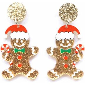 Christmas Theme Earrings Acrylic Cute Santa Claus Gingerbread Reindeer Christmas Stockings Earrings Christmas Jewelry Gift