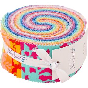 Tula Pink True Colors Wildflower Design Roll 40 2.5-inch Strips Jelly Roll FreeSpirit Fabrics, Assorted, FB6DRTP.WILDFLOWER