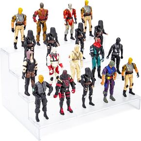 NC EBCO Acrylic Riser Display Shelf,3.75 inch Clear Action Figures Stands With PEG,4 Tier Toy Collectibles Organizer Fit For 1/18 Scale Vintage Star Wars /G.i Joe Figures Toy
