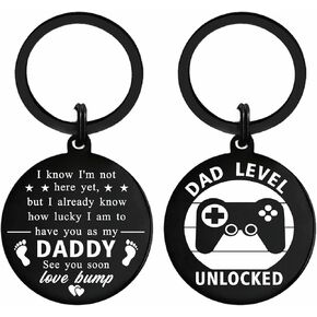 New Dad Gifts for Men - Dad To Be Gifts - Dad Level Unlocked Keychain with Baby Footprint - First Time Dad Gifts