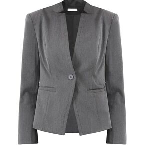 Women's Professional Blazer Collarless Formal Work Business Suit Jacket
