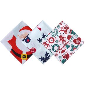 HOULIFE Christmas Handkerchiefs for Men Women 60S Combed Cotton Handkerchieves Floral Printed Hankies Christmas Gift